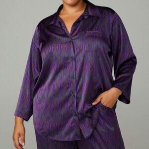 Savage x Fenty Night Star Chaser Geometric Purple Satin Sleep Top Plus Size 4X